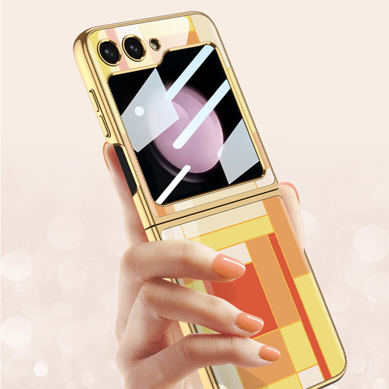 GKK Style 3 For Samsung Galaxy Z Flip5 5G Hard PC Phone Case Pattern Printing Shockproof Phone Cover with Tempered Glass Film GKK Style 3 For Samsung Galaxy Z Flip5 5G Hard PC Phone Case Pattern Printing Shockproof Phone Cover with Tempered Glass Film